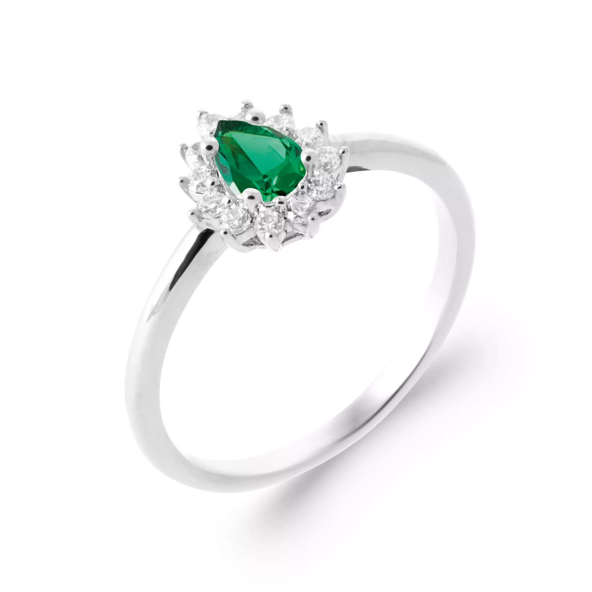 Bague Argent Rhodié Zirconium Joaillerie Entourage Couleurs