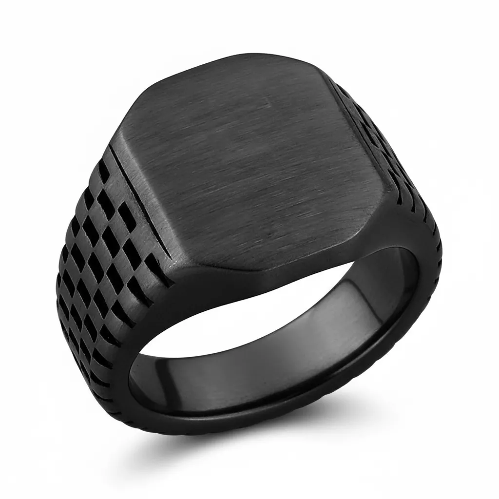 Chevalière Homme Acier Dietwin IP noir - Bague en Acier - Bijoux en Vogue