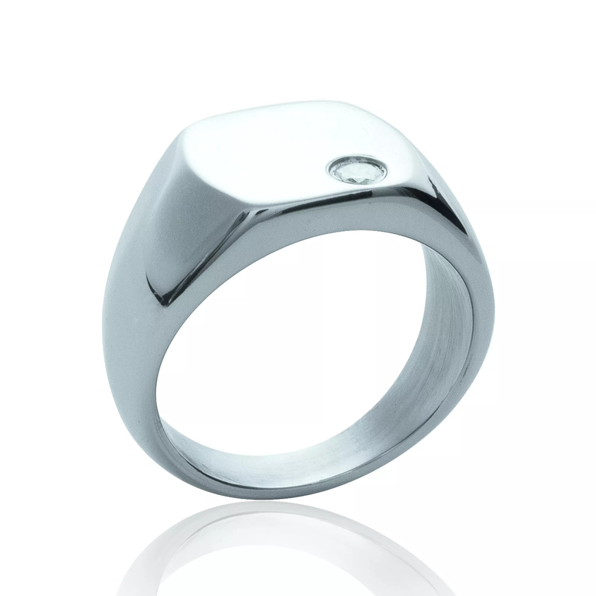 Chevalière Homme Acier Elsaid Zirconium - Bague en Acier - Bijoux en Vogue