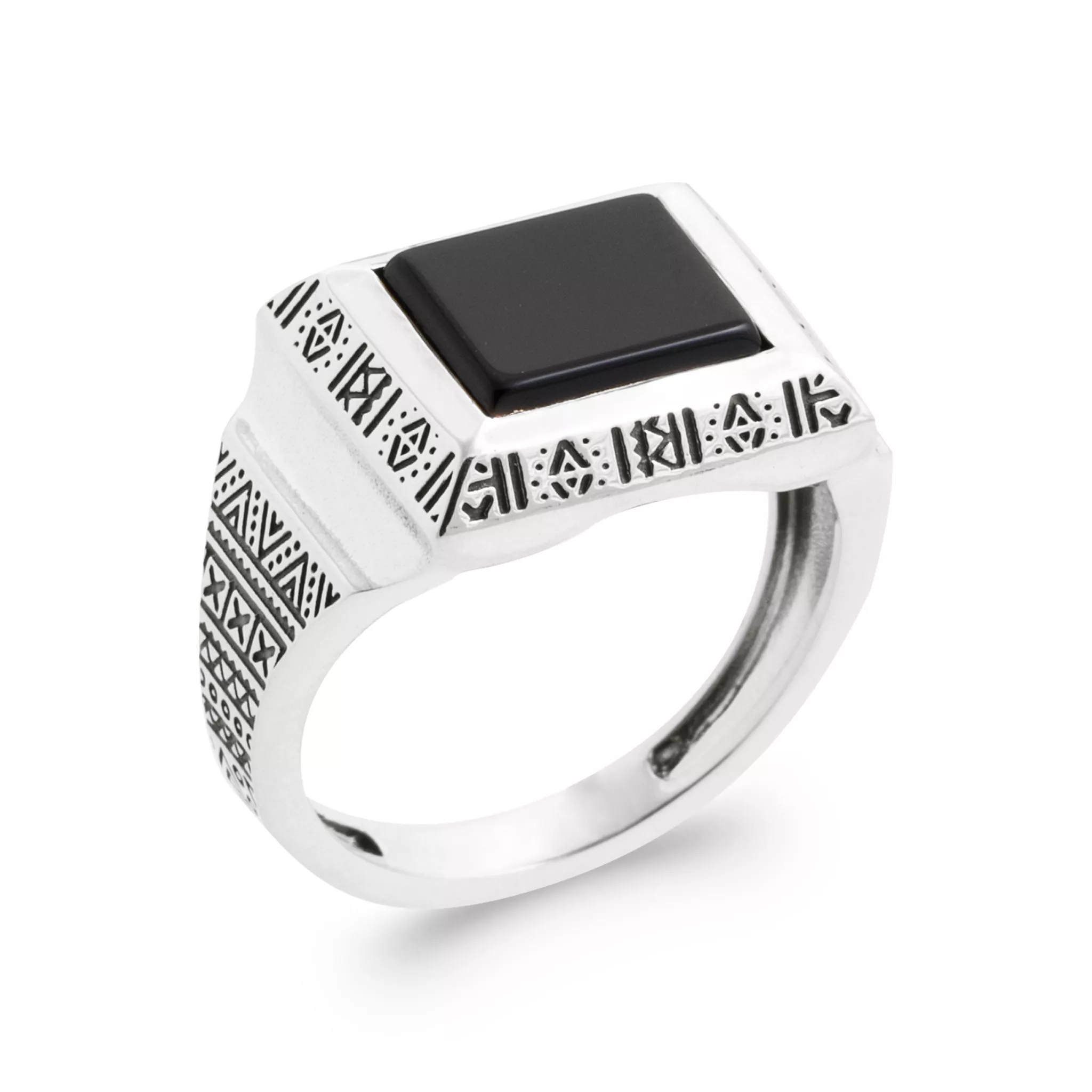 Chevalière Homme Argent Radojco Agate Noir - Bague en Argent 925 - Bijoux en Vogue