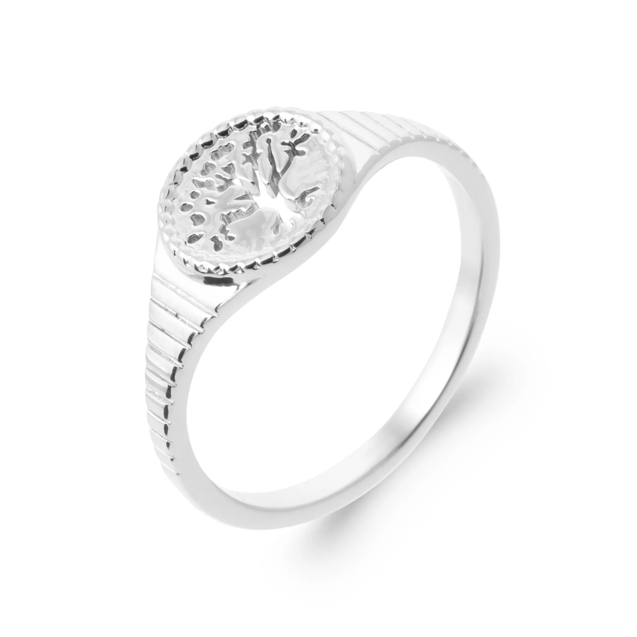 Chevalière Argent Gelvie Végétal - Bague en Argent 925 - Bijoux en Vogue