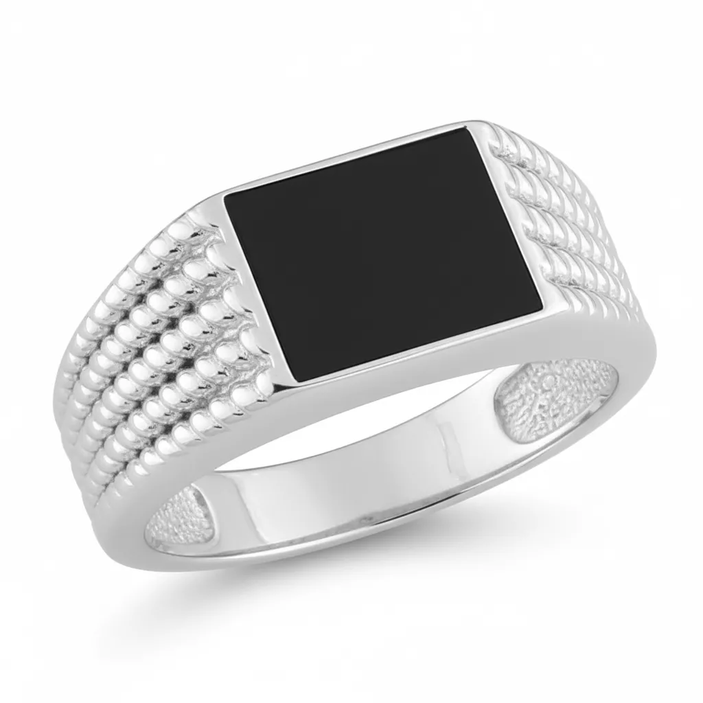 Chevalière Homme Argent Chaadi Onyx - Bague en Argent 925 - Bijoux en Vogue