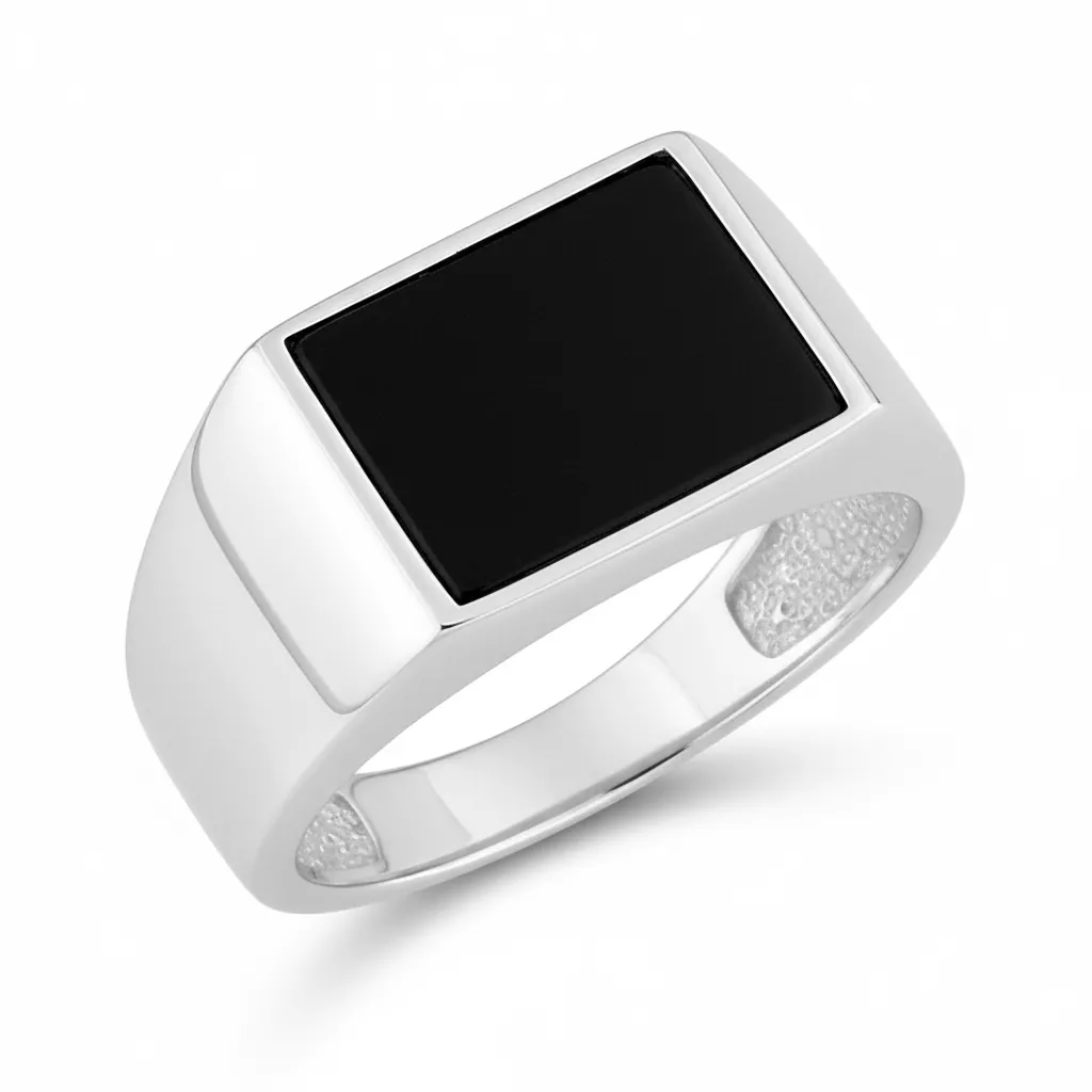 Chevalière Homme Argent Seaward Onyx - Bague en Argent 925 - Bijoux en Vogue