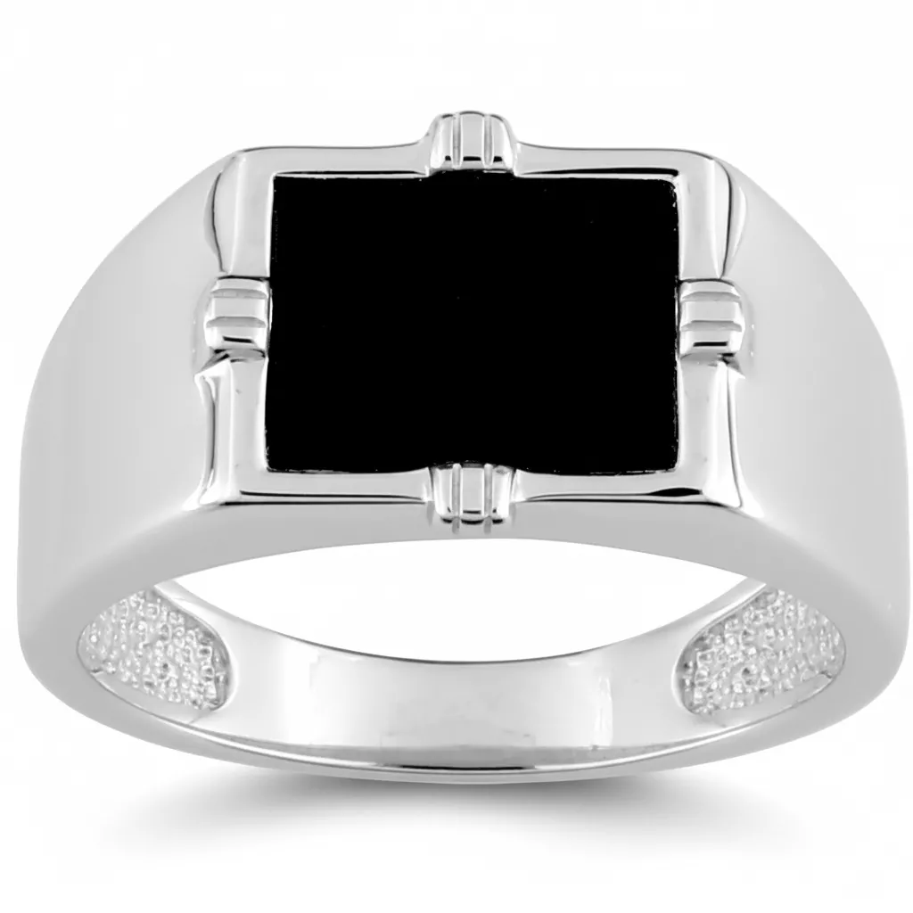 Chevalière Homme Argent Erielson Onyx - Bague en Argent 925 - Bijoux en Vogue