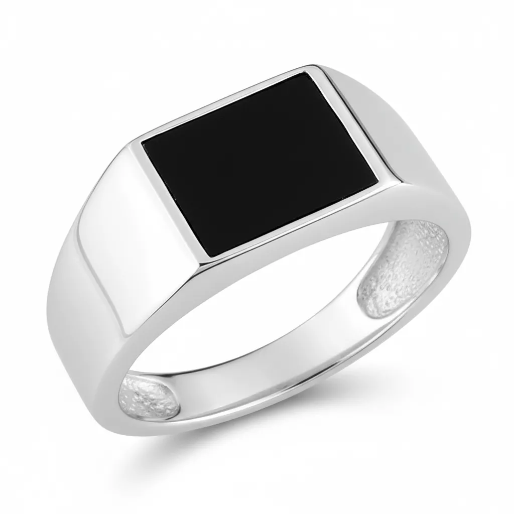 Chevalière Homme Argent Sypens Onyx - Bague en Argent 925 - Bijoux en Vogue