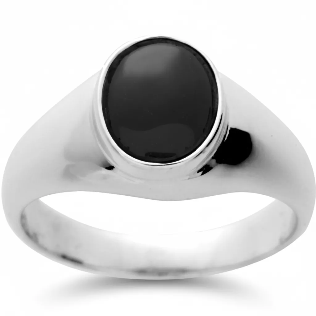 Chevalière Homme Argent Hendric Onyx - Bague en Argent 925 - Bijoux en Vogue