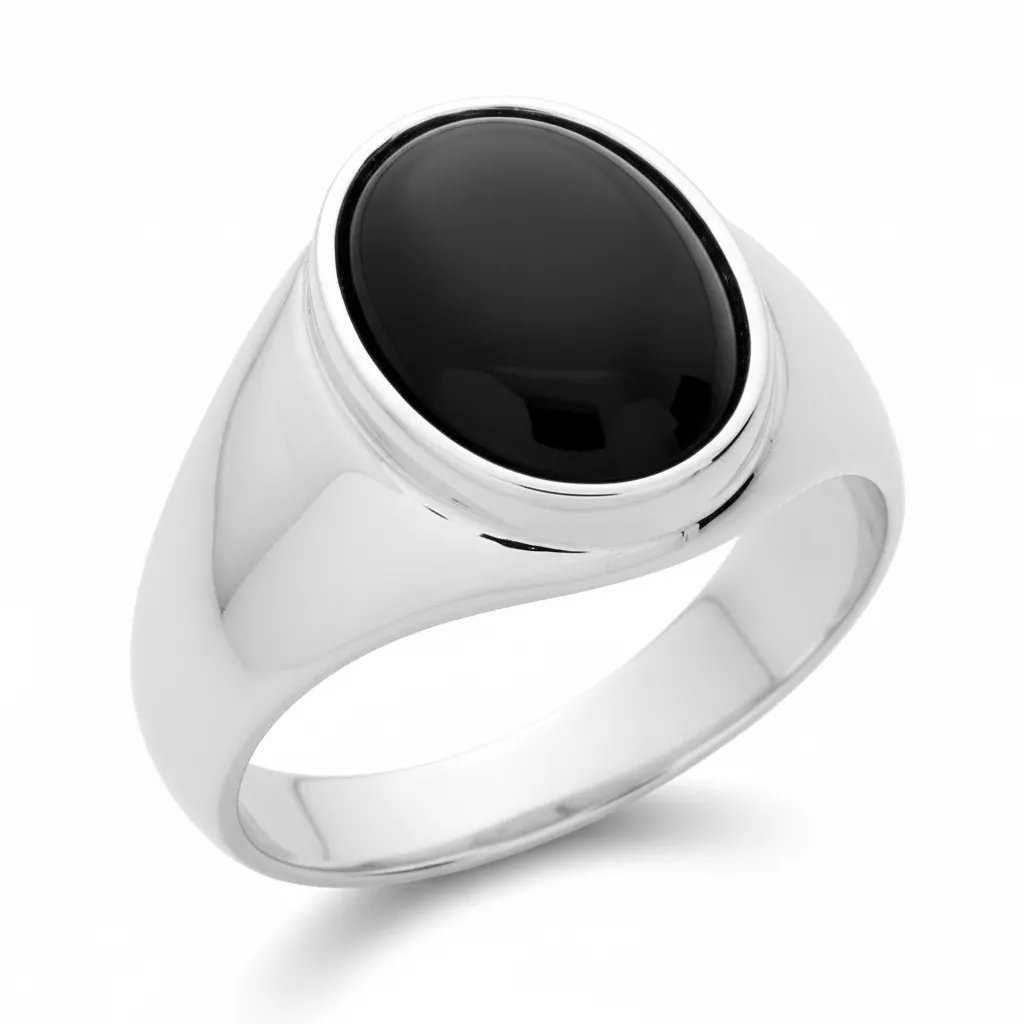 Chevalière Homme Argent Laingoniavo Onyx - Bague en Argent 925 - Bijoux en Vogue