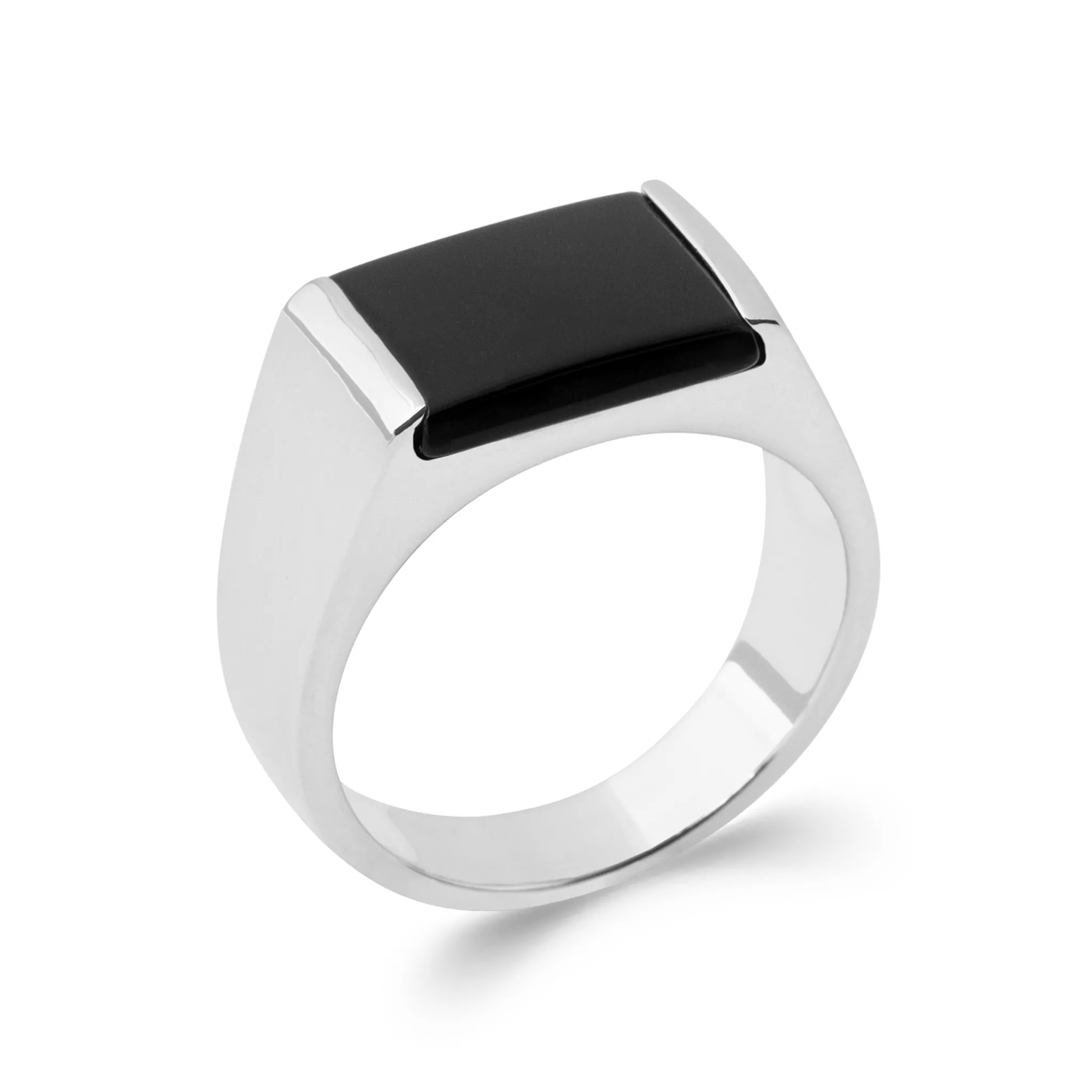 Chevalière Homme Argent Yerrasimos Onyx - Bague en Argent 925 - Bijoux en Vogue
