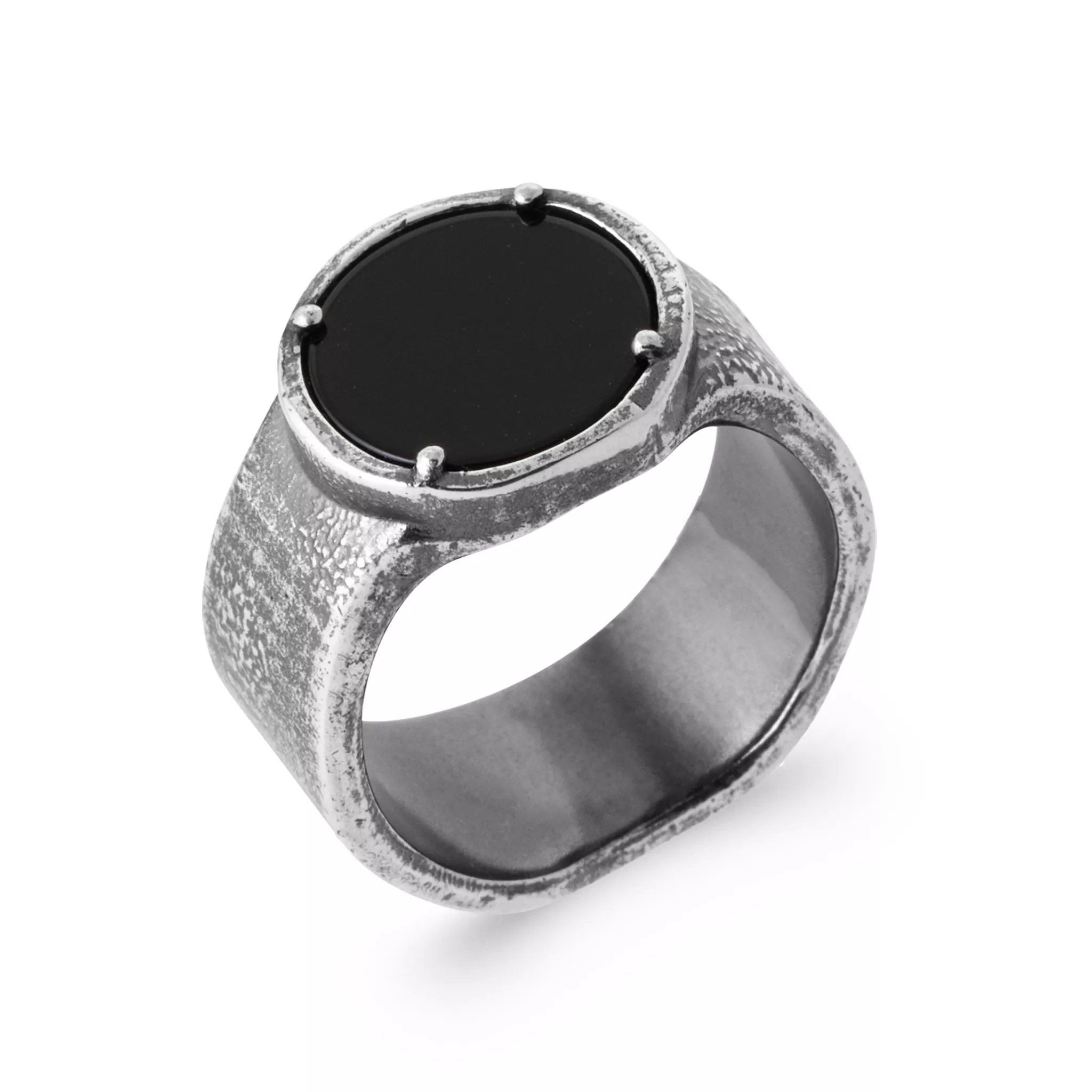 Chevalière Homme Argent Anaick Onyx - Bague en Argent 925 - Bijoux en Vogue