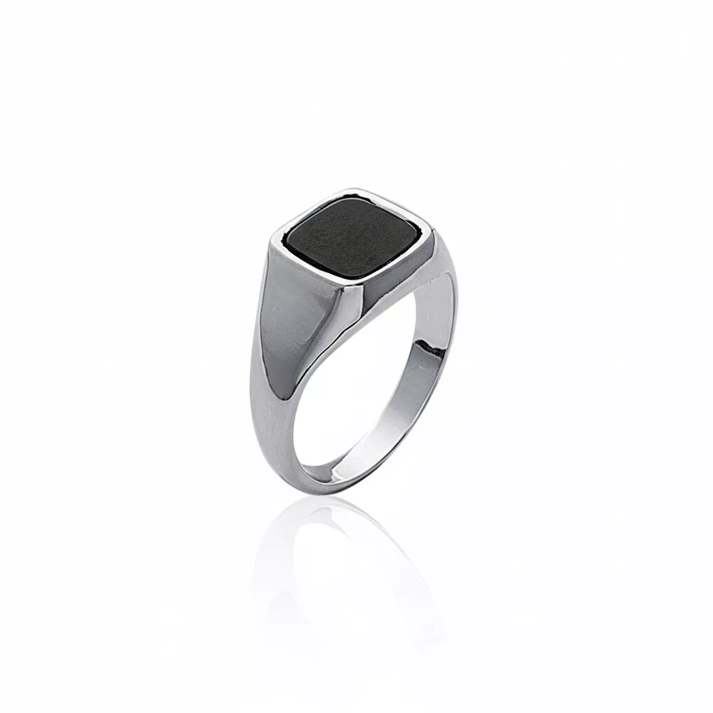 Chevalière Homme Argent Agrippin Onyx - Bague en Argent 925 - Bijoux en Vogue