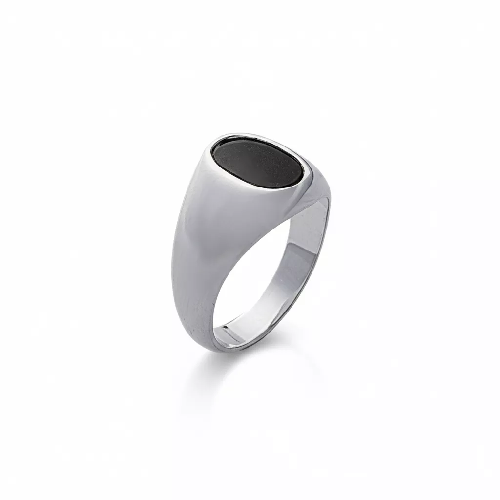 Chevalière Homme Argent Bahassi Onyx - Bague en Argent 925 - Bijoux en Vogue