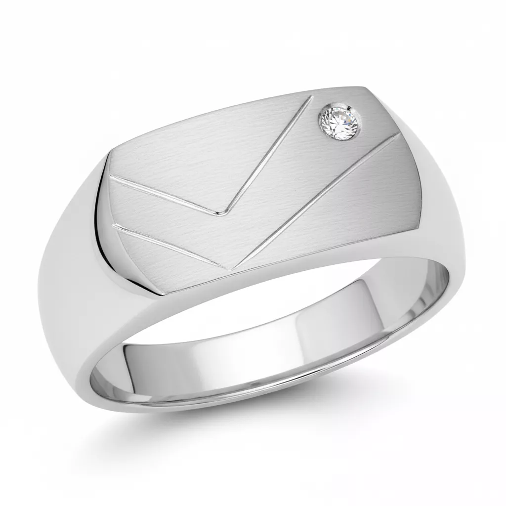 Chevalière Homme Argent Antaram Zirconium - Bague en Argent 925 - Bijoux en Vogue