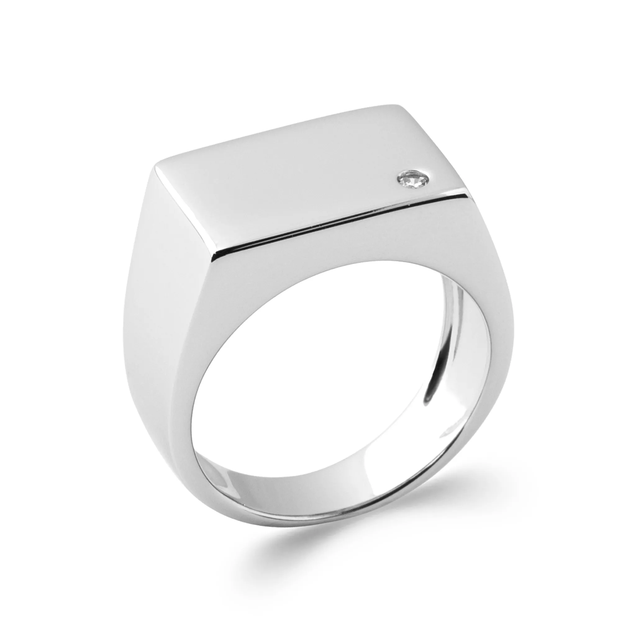 Chevalière Homme Argent Zorano Zirconium - Bague en Argent 925 - Bijoux en Vogue