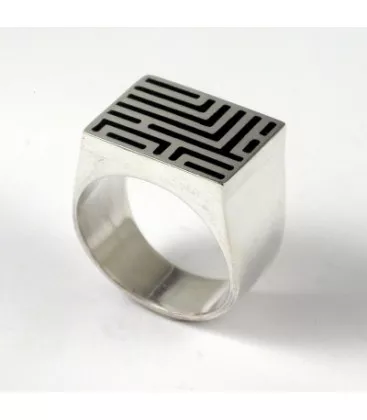 Bague pour homme Graphique Bossiho "110-2" - Bague en Argent - Bijoux en Vogue