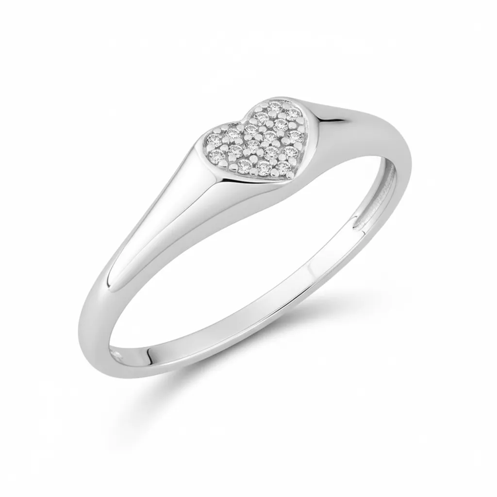 Chevalière Or Blanc Goulamrhaza Zirconium - Bague en Or 375 9k - Bijoux en Vogue