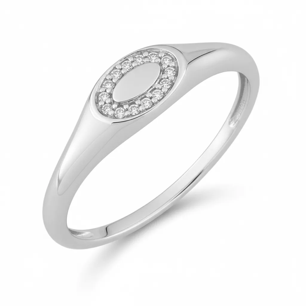 Chevalière Or Blanc Clhelia Zirconium - Bague en Or 375 9k - Bijoux en Vogue