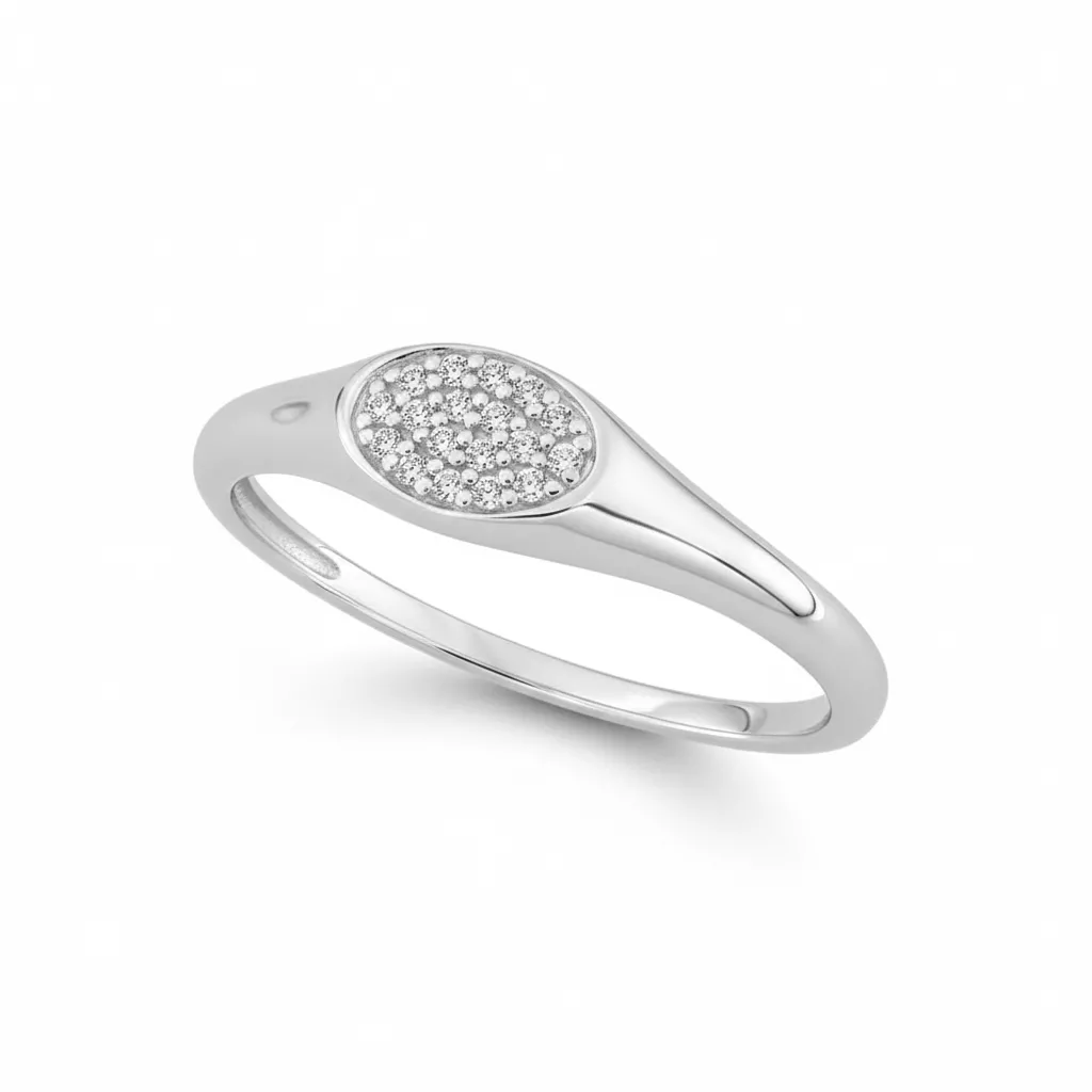 Chevalière Or Blanc Arsida Zirconium - Bague en Or 375 9k - Bijoux en Vogue