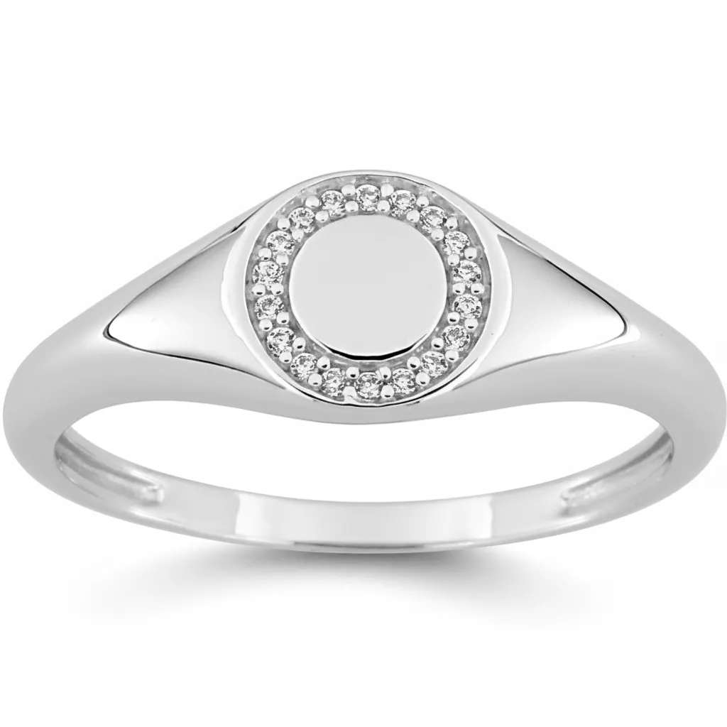 Chevalière Or Blanc Joachina Zirconium - Bague en Or 375 9k - Bijoux en Vogue