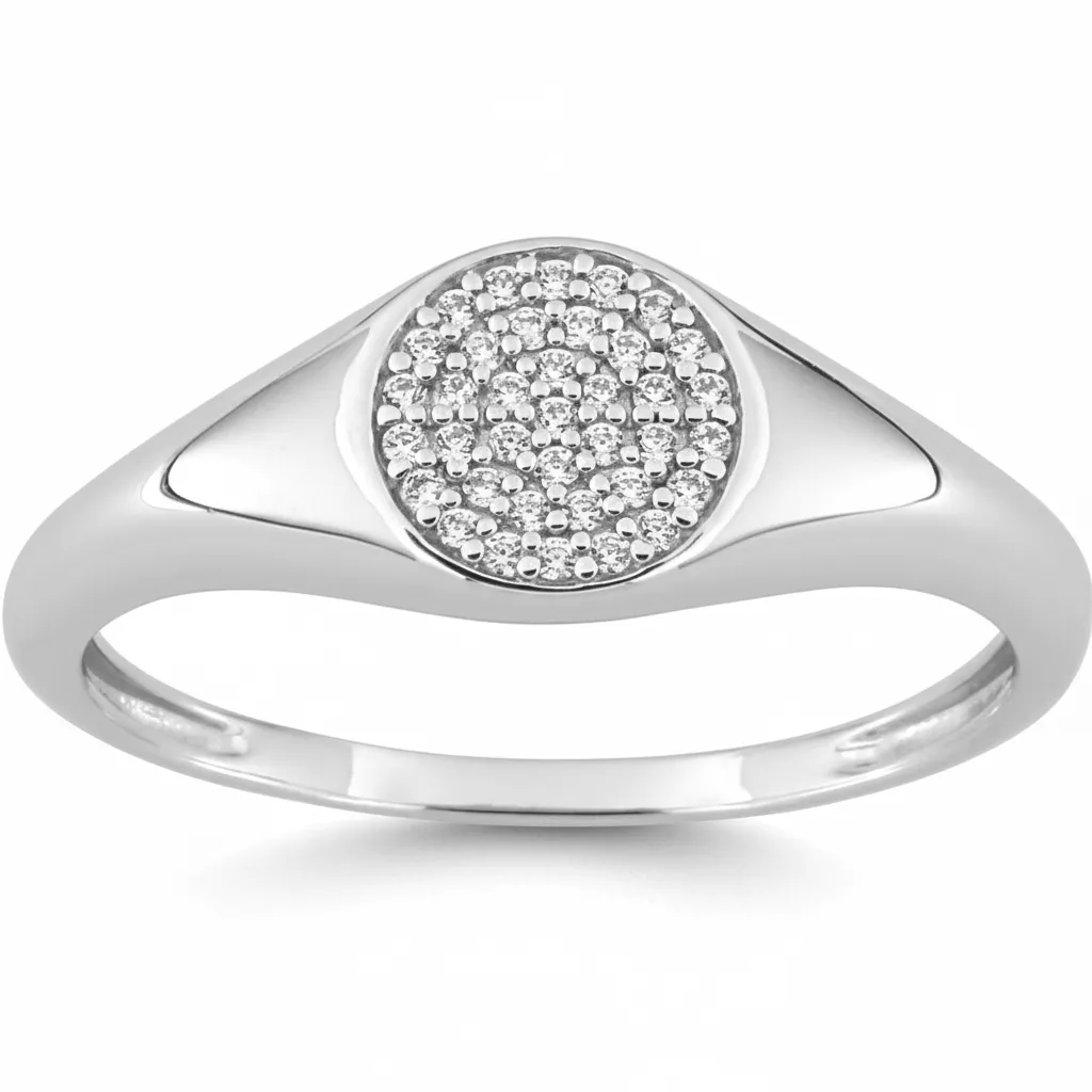 Chevalière Or Blanc Yahusa Zirconium - Bague en Or 375 9k - Bijoux en Vogue