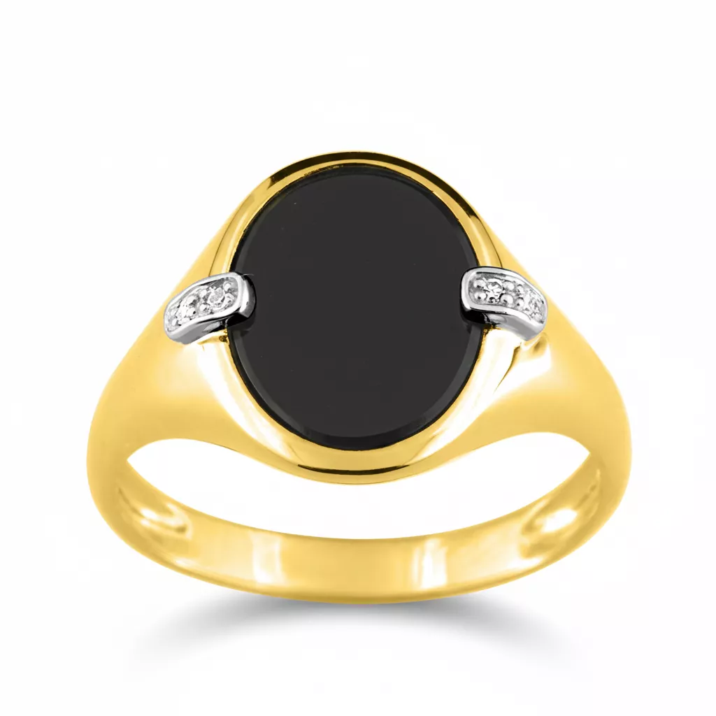 Bague Or Diamant Onyx - Bague en Or 375 9k - Bijoux en Vogue