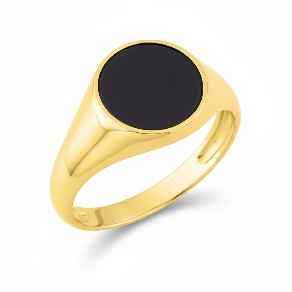 Chevalière Or Yaneva Onyx - Bague en Or 375 9k - Bijoux en Vogue