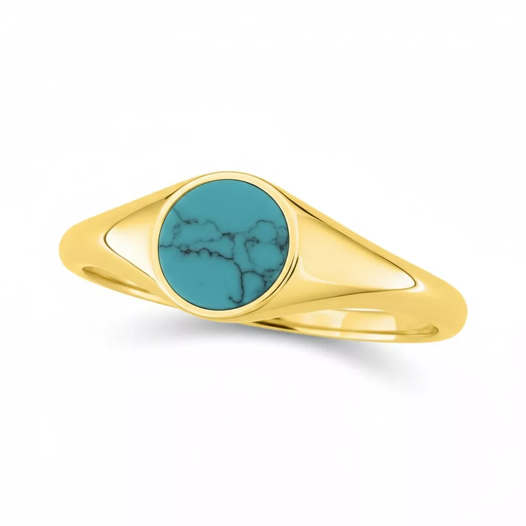 Chevalière Or Alma Turquoise - Bague en Or 375 9k - Bijoux en Vogue