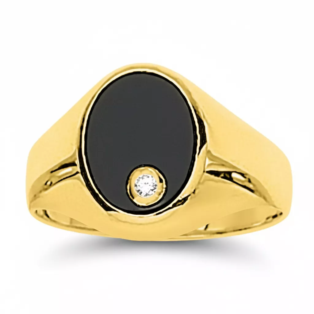 Chevalière Or Sayedagha Zirconium Onyx - Bague en Or 375 9k - Bijoux en Vogue