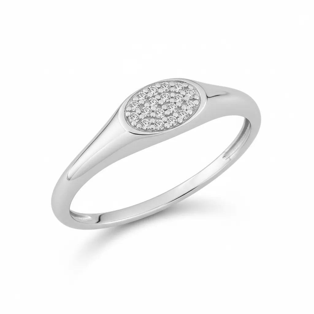 Chevalière Or Blanc Jinxia Diamant - Bague en Or 750 18k - Bijoux en Vogue