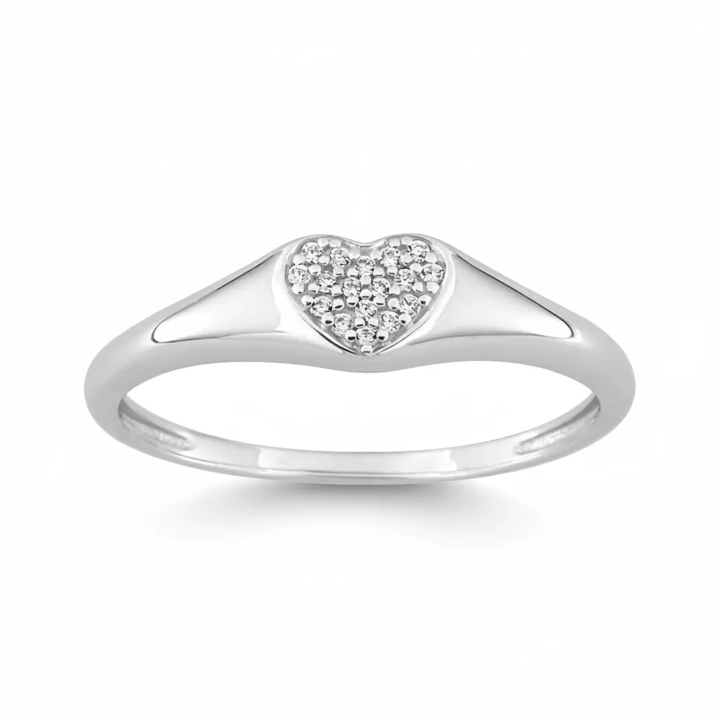 Chevalière Or Blanc Corsetta Diamant - Bague en Or 750 18k - Bijoux en Vogue