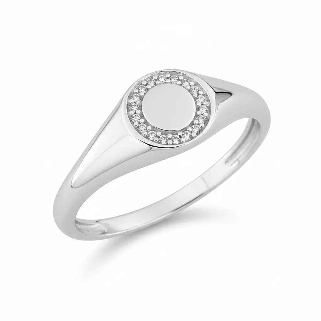 Chevalière Or Blanc Voniaina Diamant - Bague en Or 750 18k - Bijoux en Vogue