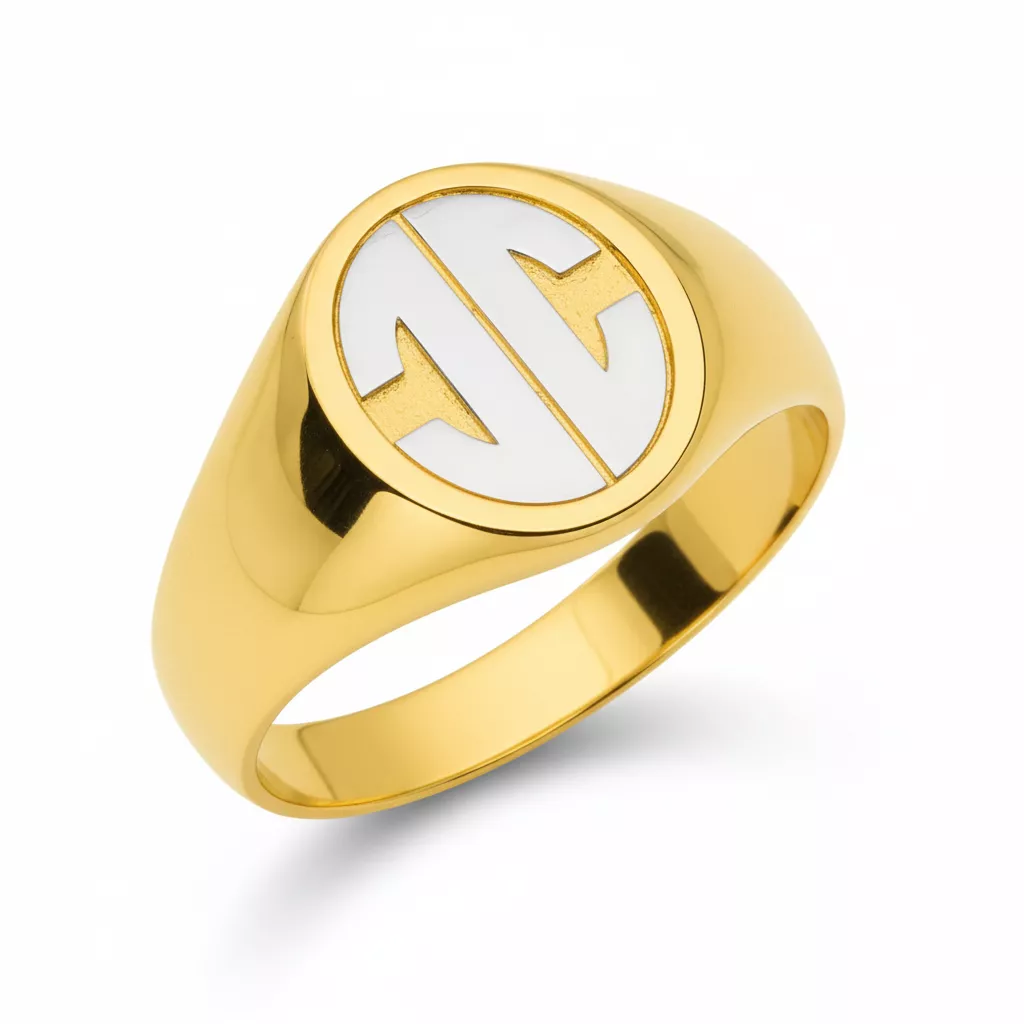 Chevalière Homme Or Jaune et Blanc Azaiez - Bague en Or 750 18k