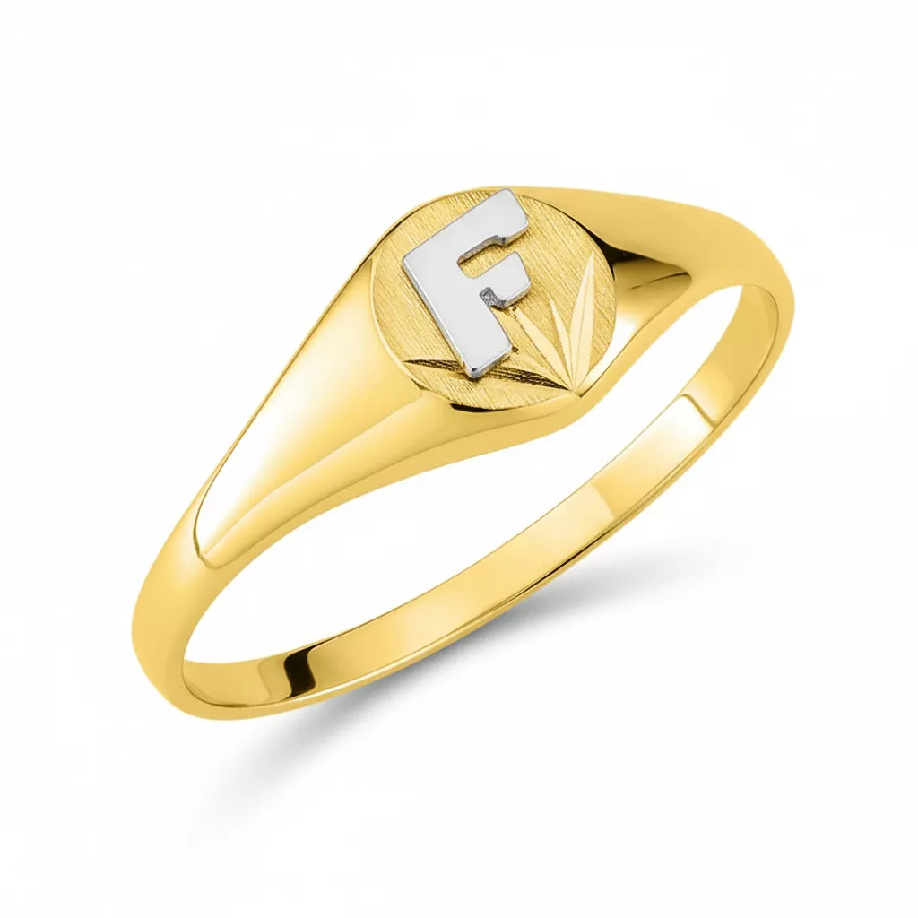 Chevalière Homme Or Jaune et Blanc Astier - Bague en Or 750 18k