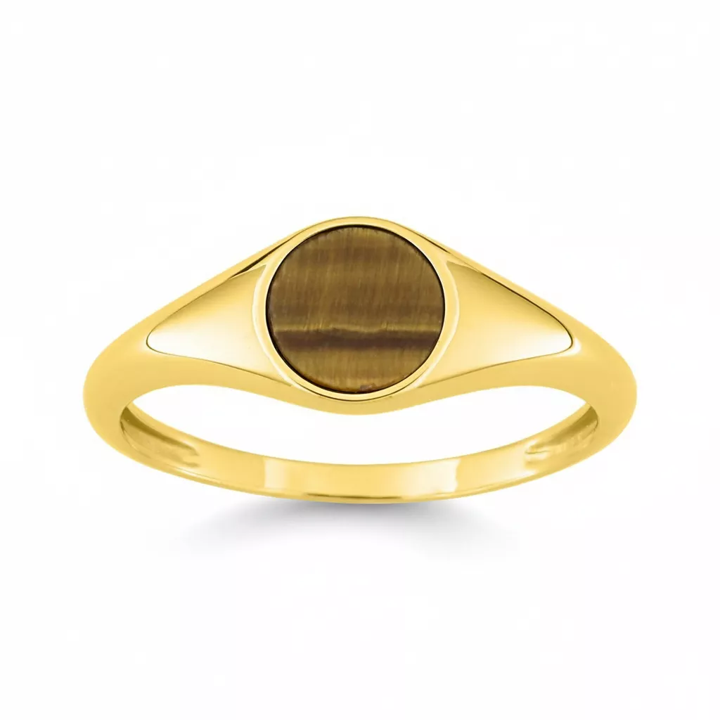 Chevalière Or Isette Oeil de tigre - Bague en Or 750 18k - Bijoux en Vogue