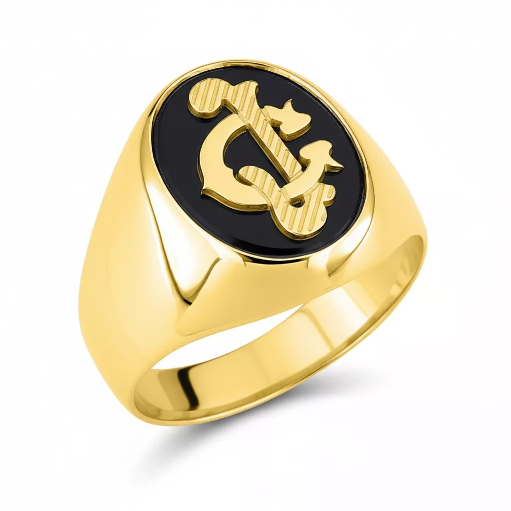 Chevalière Homme Or Azanguim Onyx - Bague en Or 750 18k - Bijoux en Vogue