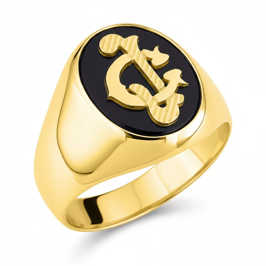 Chevalière Homme Or Abdallahime Onyx - Bague en Or 750 18k - Bijoux en Vogue