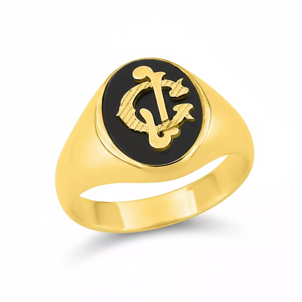 Chevalière Homme Or Hubbert Onyx - Bague en Or 750 18k - Bijoux en Vogue