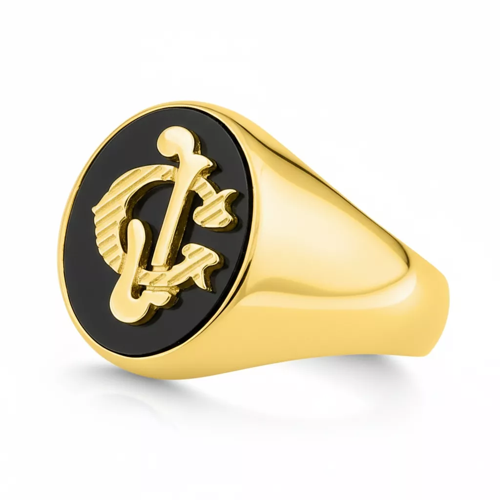 Chevalière Homme Or Derico Onyx - Bague en Or 750 18k - Bijoux en Vogue