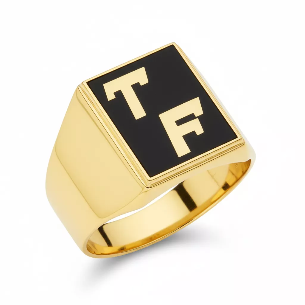 Chevalière Homme Or Yekoutiel Onyx - Bague en Or 750 18k - Bijoux en Vogue