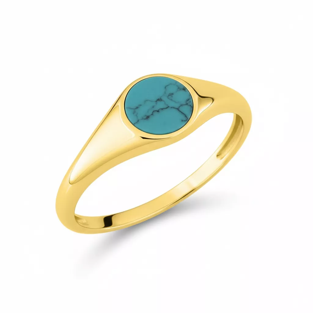 Chevalière Or Noumba Turquoise - Bague en Or 750 18k - Bijoux en Vogue