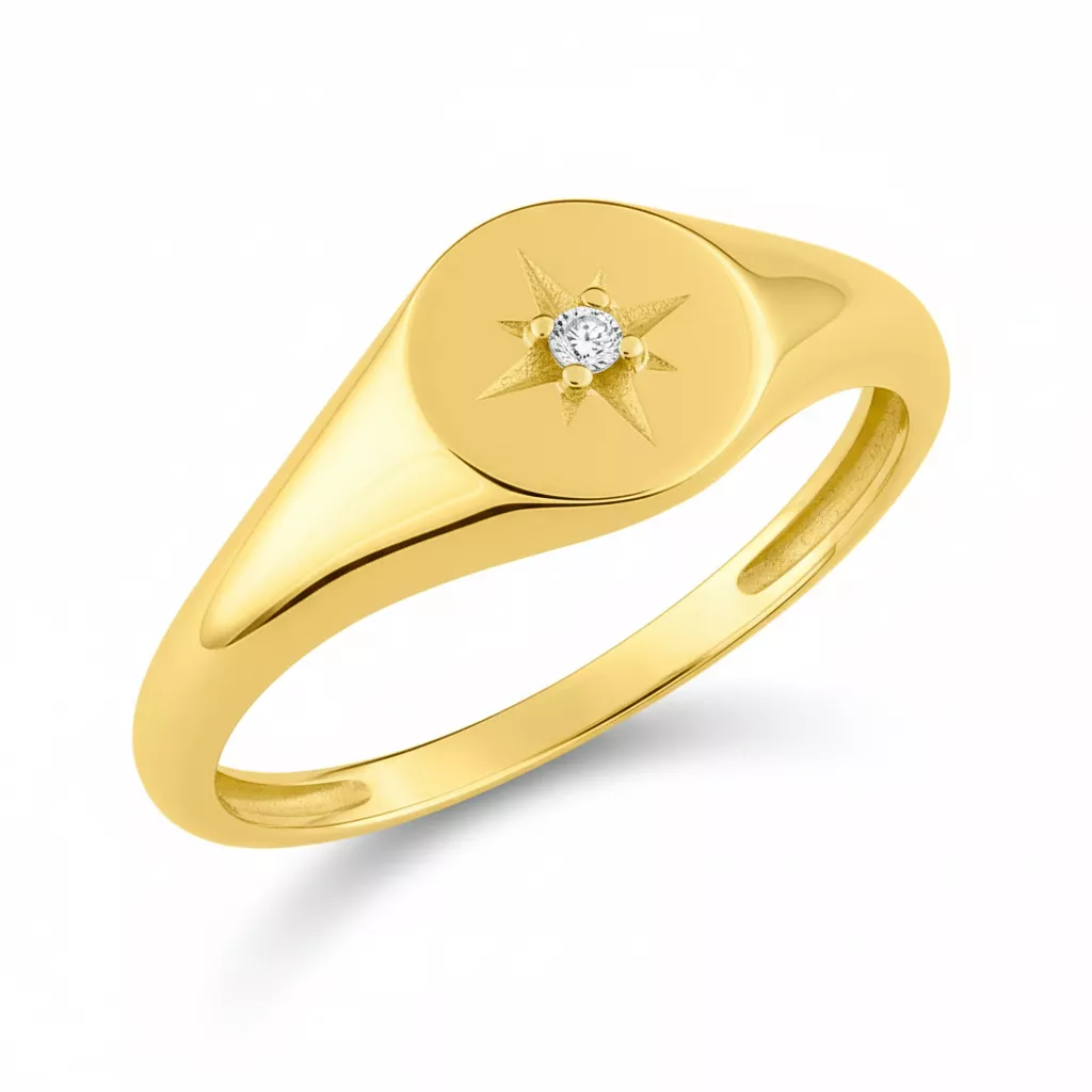 Chevalière Homme Or Jackson Zirconium - Bague en Or 750 18k - Bijoux en Vogue