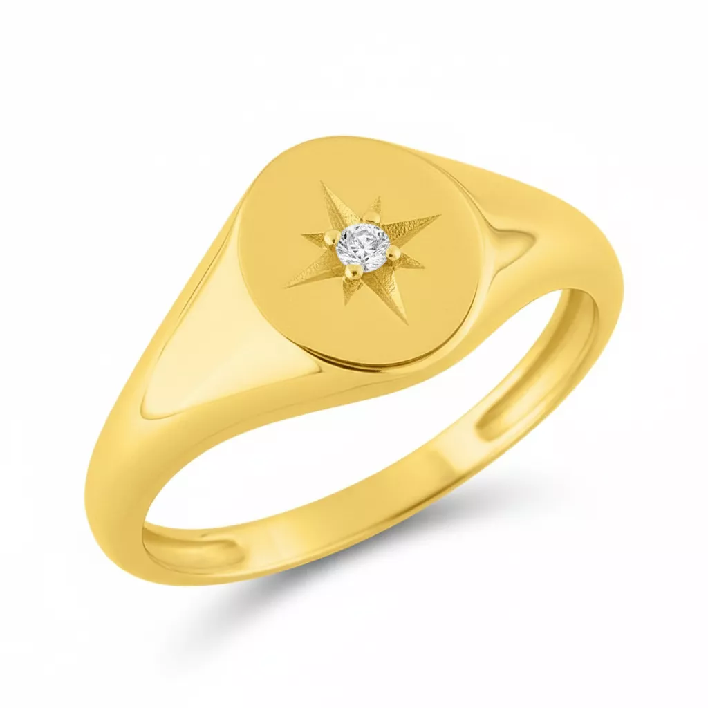 Chevalière Homme Or Ghyslain Zirconium - Bague en Or 750 18k - Bijoux en Vogue