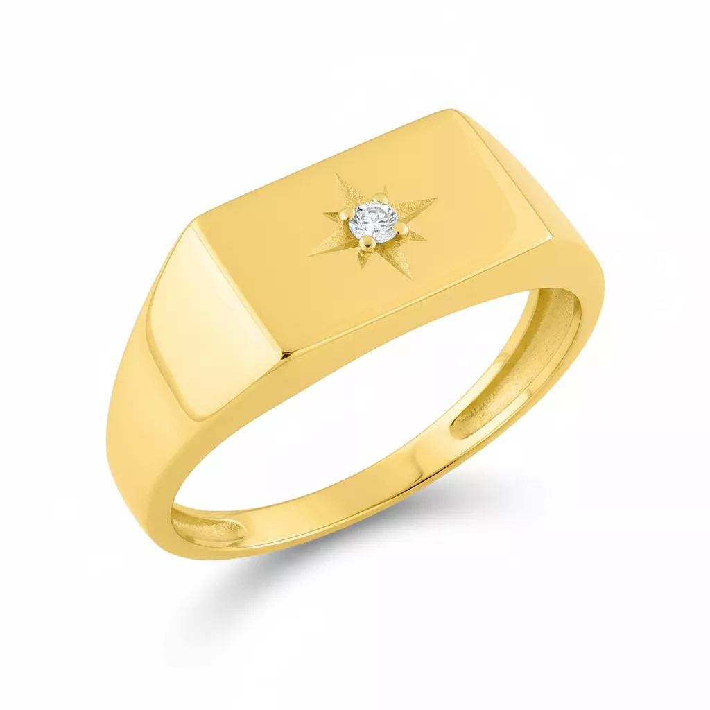 Chevalière Homme Or Mariwan Zirconium - Bague en Or 750 18k - Bijoux en Vogue