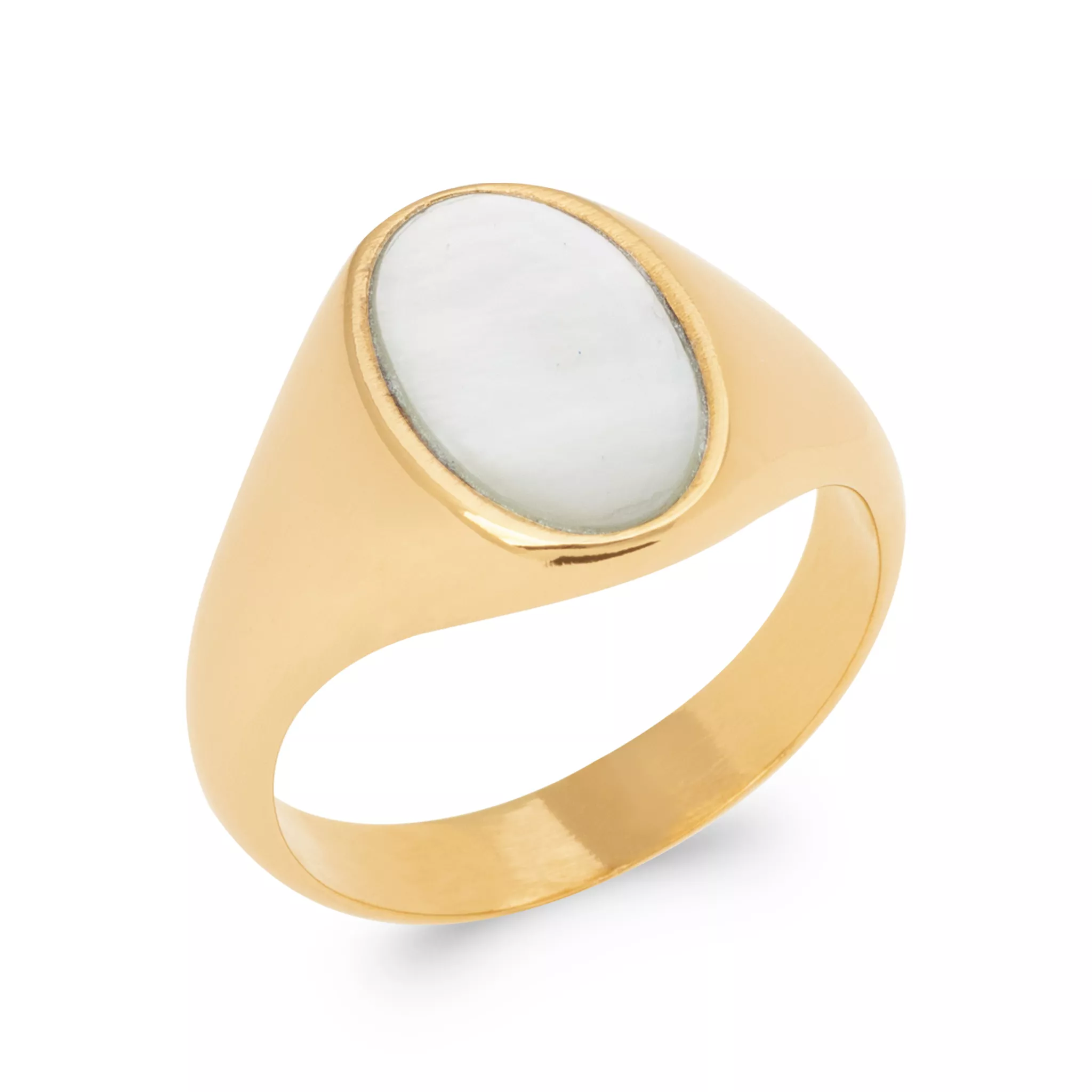 Chevalière Plaqué Or Emyrene Nacre - Bague en Plaqué or - Bijoux en Vogue