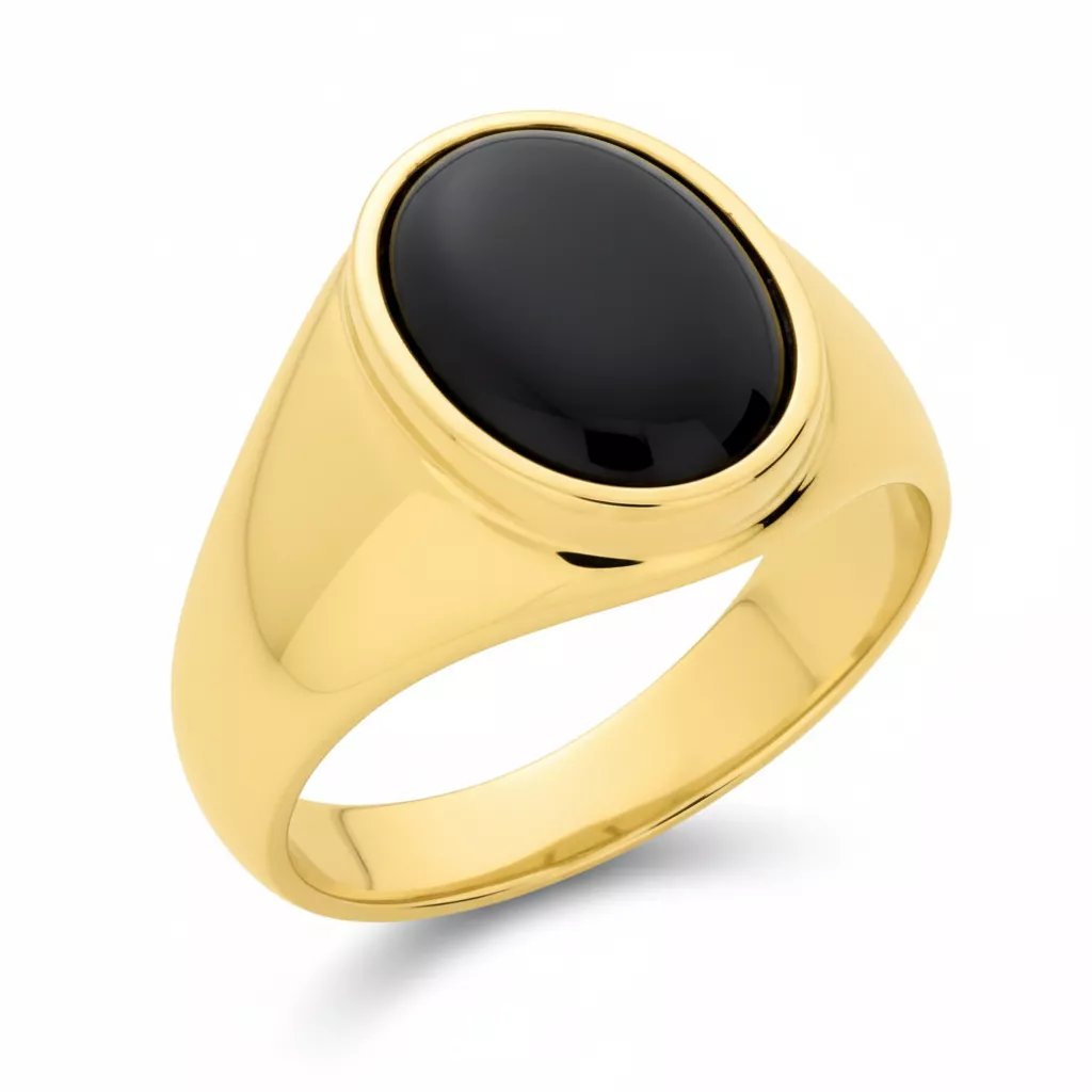 Chevalière Homme Plaqué Or Fardiz Onyx - Bague en Plaqué or - Bijoux en Vogue