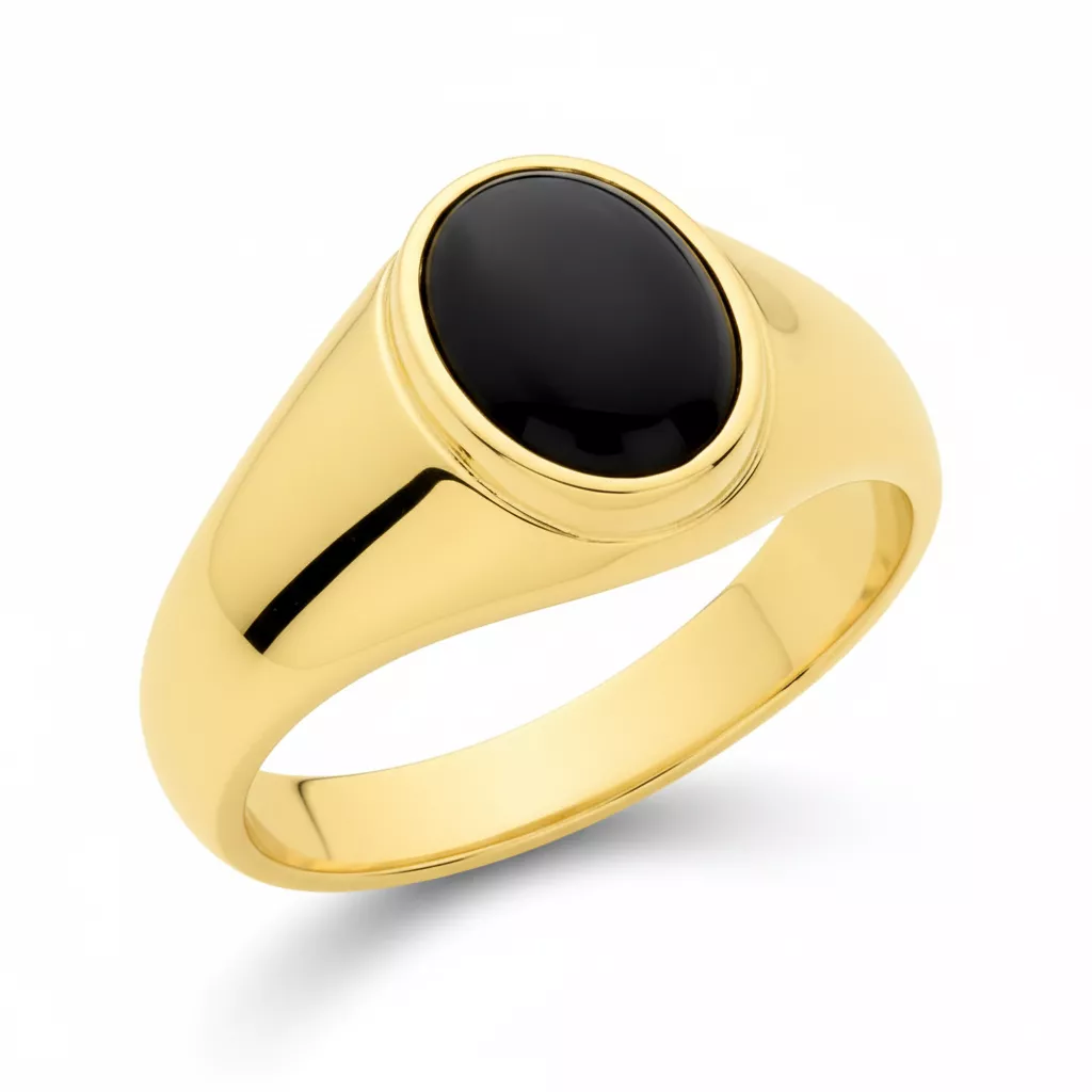 Chevalière Homme Plaqué Or Rocbert Onyx - Bague en Plaqué or - Bijoux en Vogue