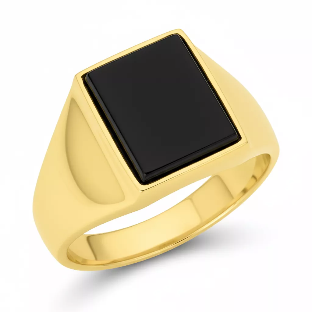 Chevalière Homme Plaqué Or Chakmakdji Onyx - Bague en Plaqué or - Bijoux en Vogue