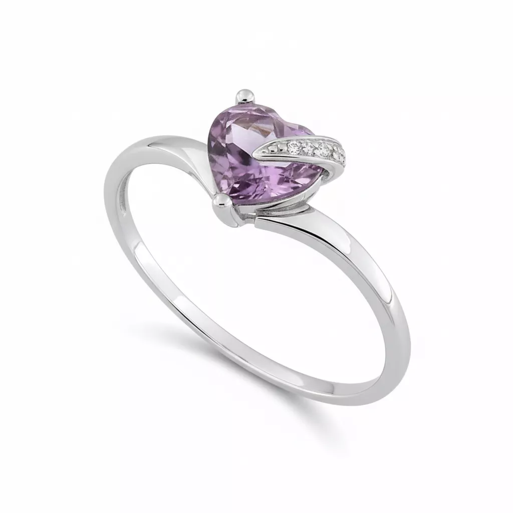 Bague Or Blanc Zalie Améthyste - Bague en Or 375 9k - Bijoux en Vogue