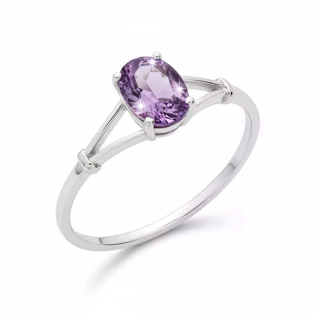 Bague Or Blanc Yvaana Améthyste - Bague en Or 375 9k - Bijoux en Vogue