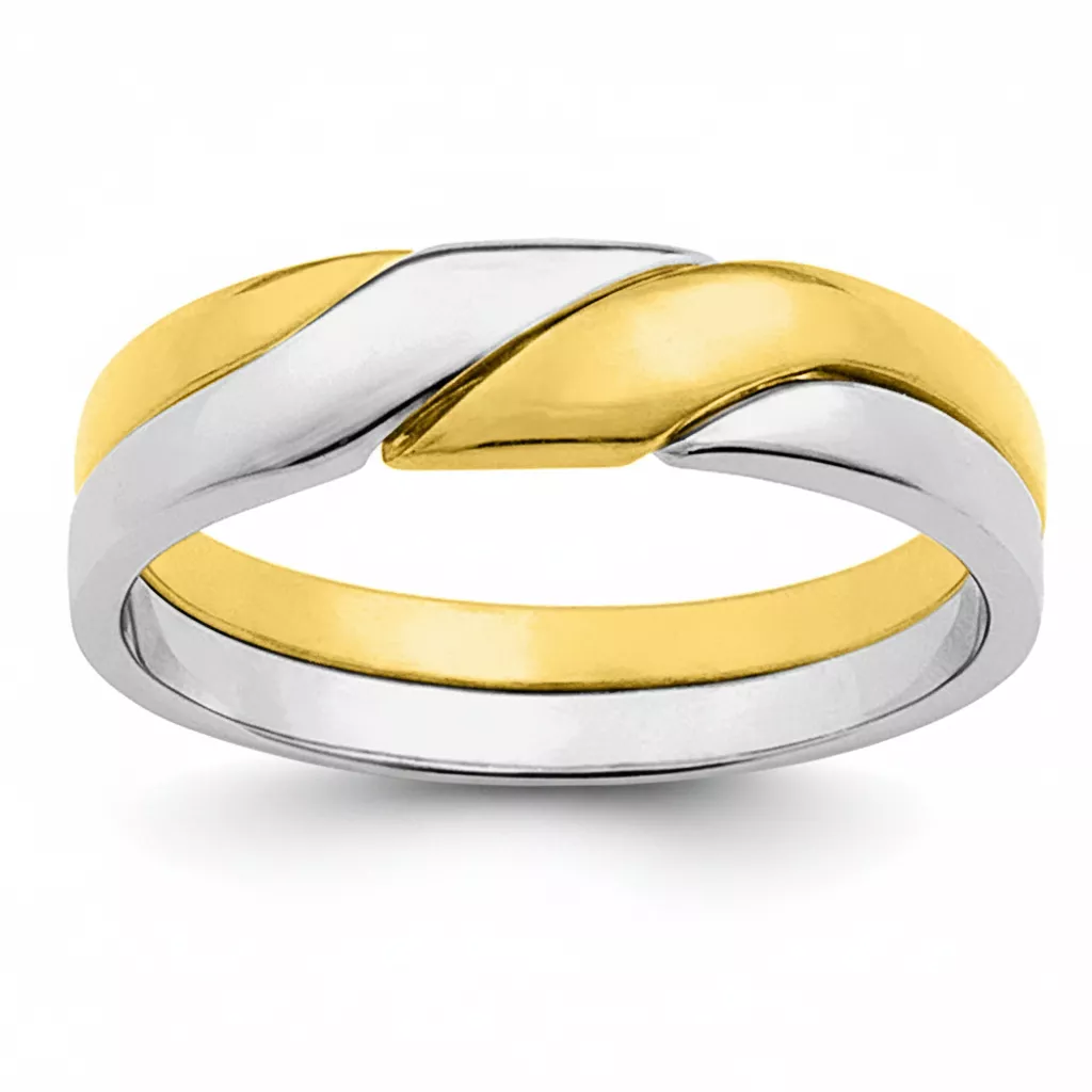 Bague Or Blanc et Jaune Patrice - Bague en Or 375 9k
