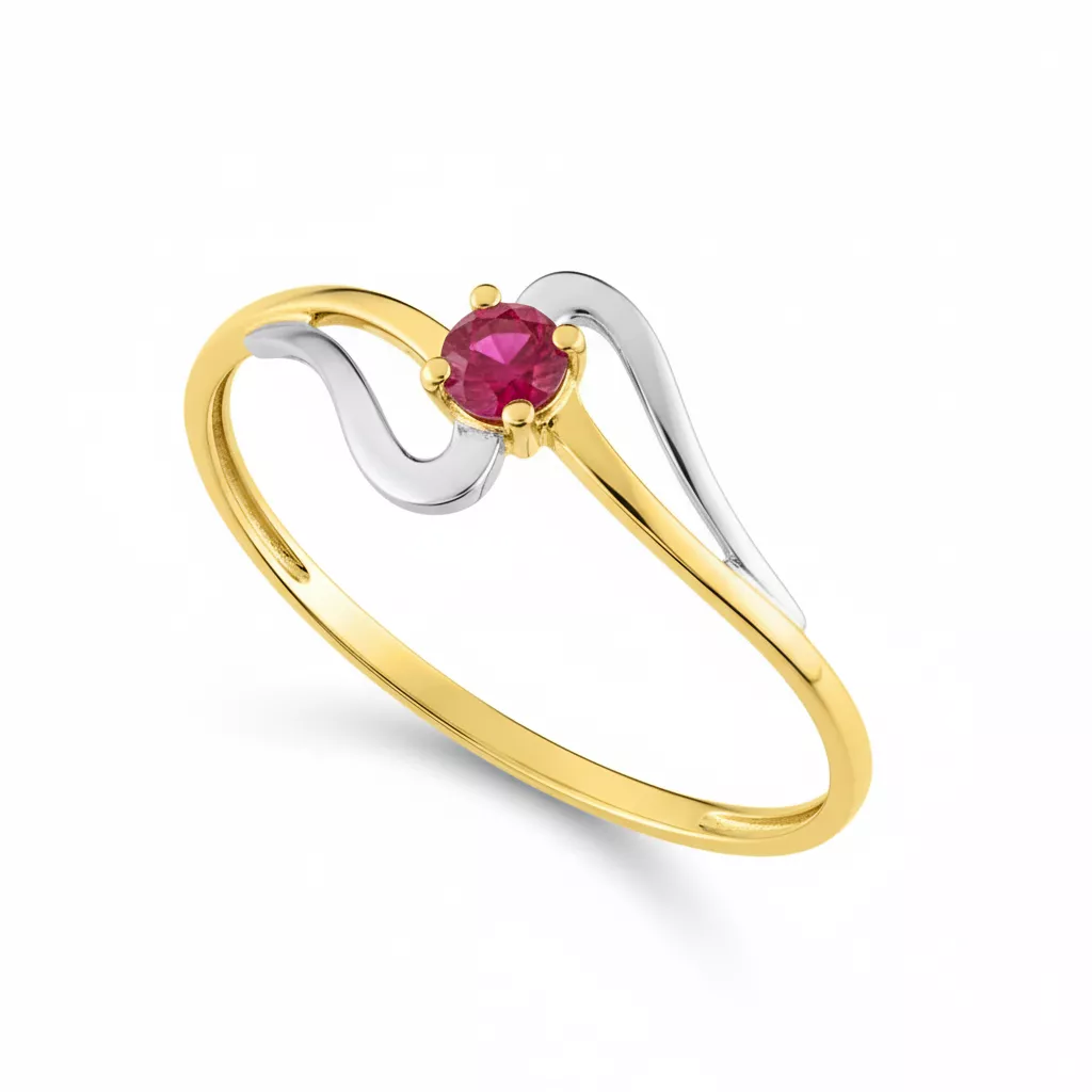 Bague Or Blanc et Jaune Dauria Rubis - Bague en Or 375 9k - Bijoux en Vogue